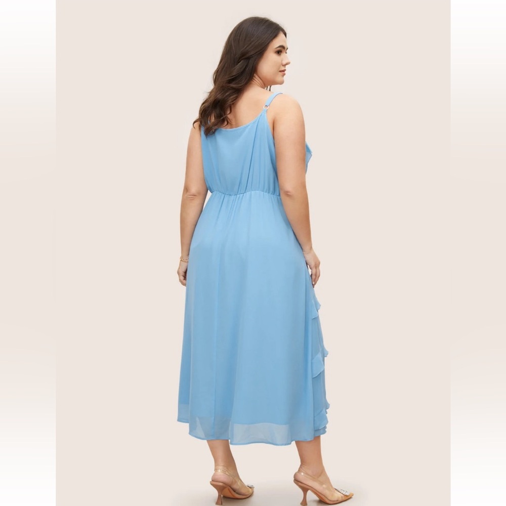 BloomChic V Neck Ruffle Trim Elastic Waist Cami Dress - Picture 2 of 8